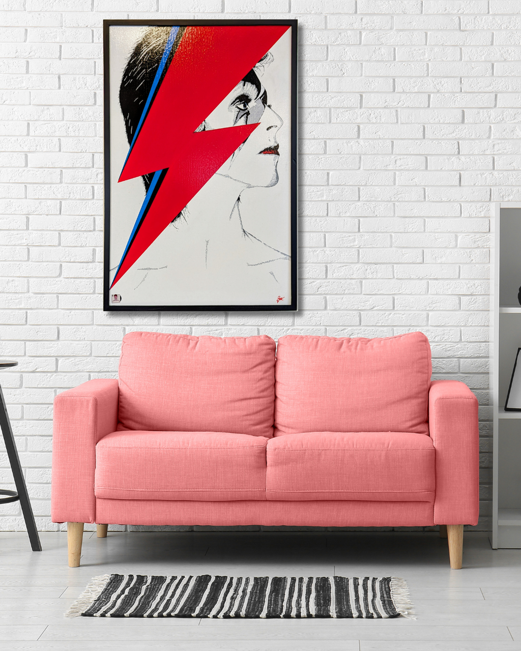 Aladdin Sane "Lightning in the rain" Large Original Canvas (24" x 36")