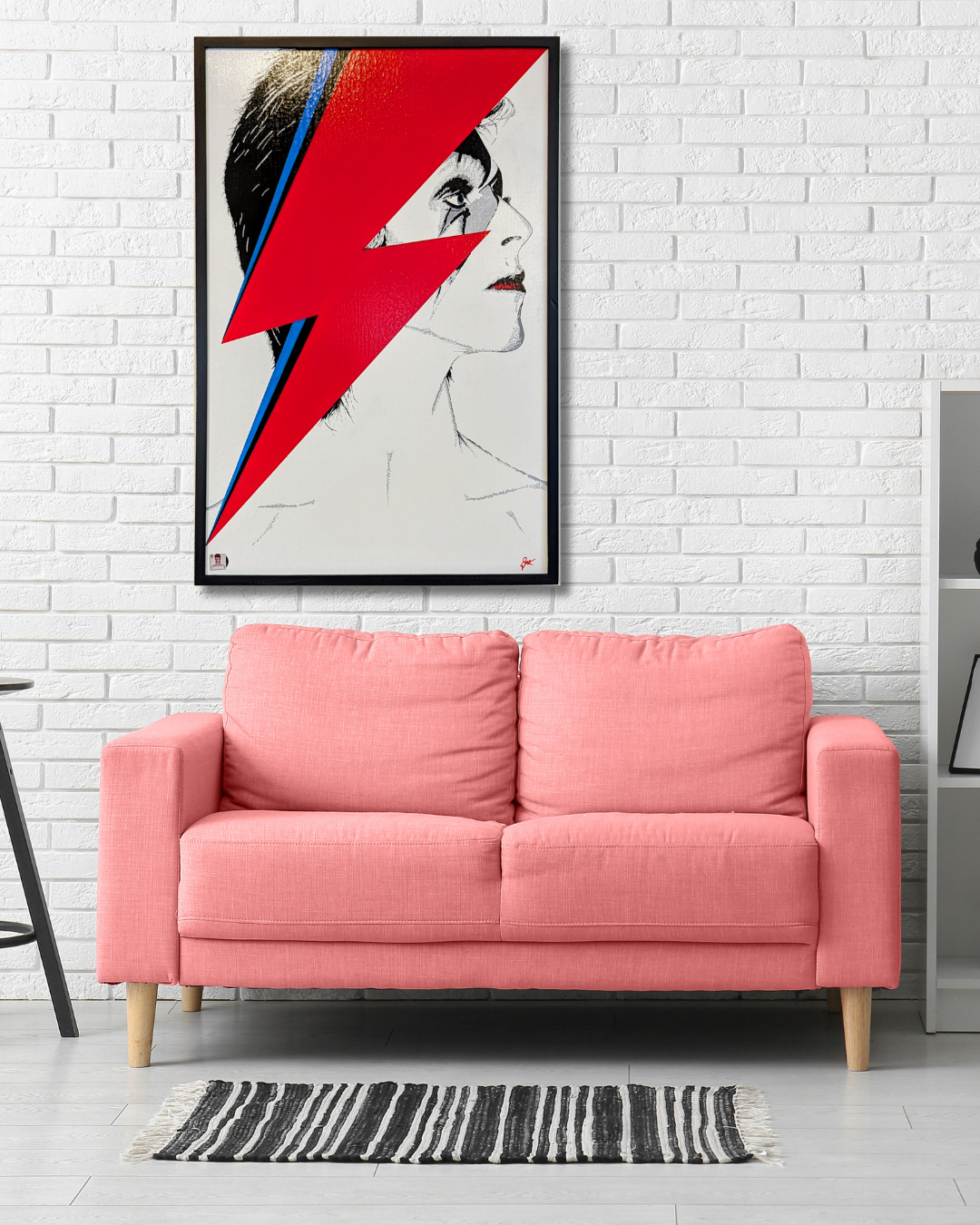 Aladdin Sane "Lightning in the rain" Large Original Canvas (24" x 36")