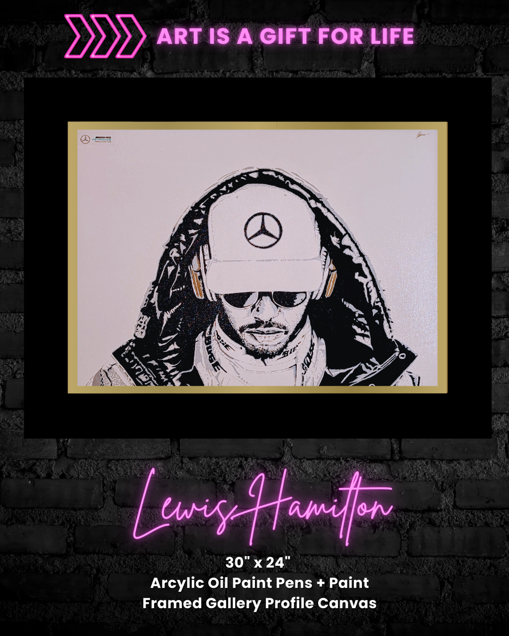 Lewis Hamilton Large Original Canvas (24" x 30")