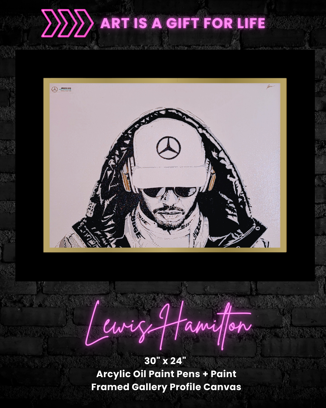 Lewis Hamilton Large Original Canvas (24" x 30")