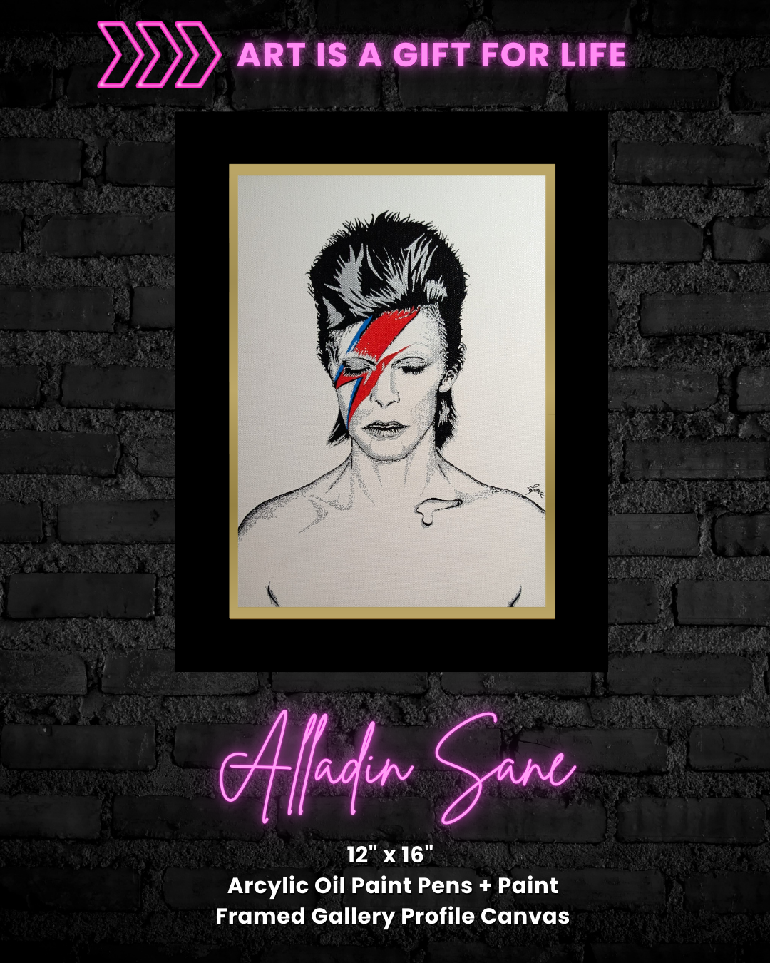 Aladdin Sane Original Canvas (12" x 16")