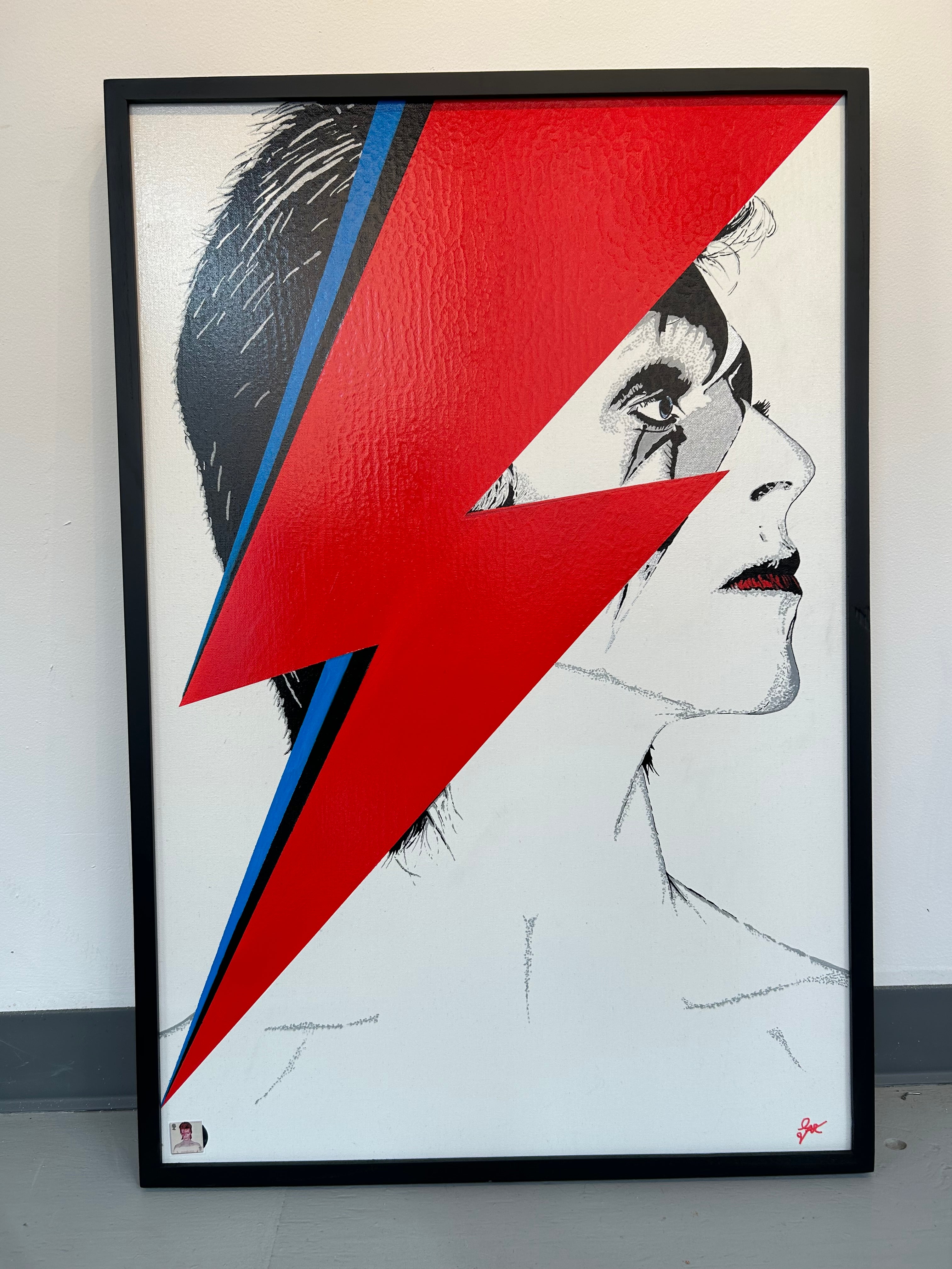 Aladdin Sane "Lightning in the rain" Large Original Canvas (24" x 36")