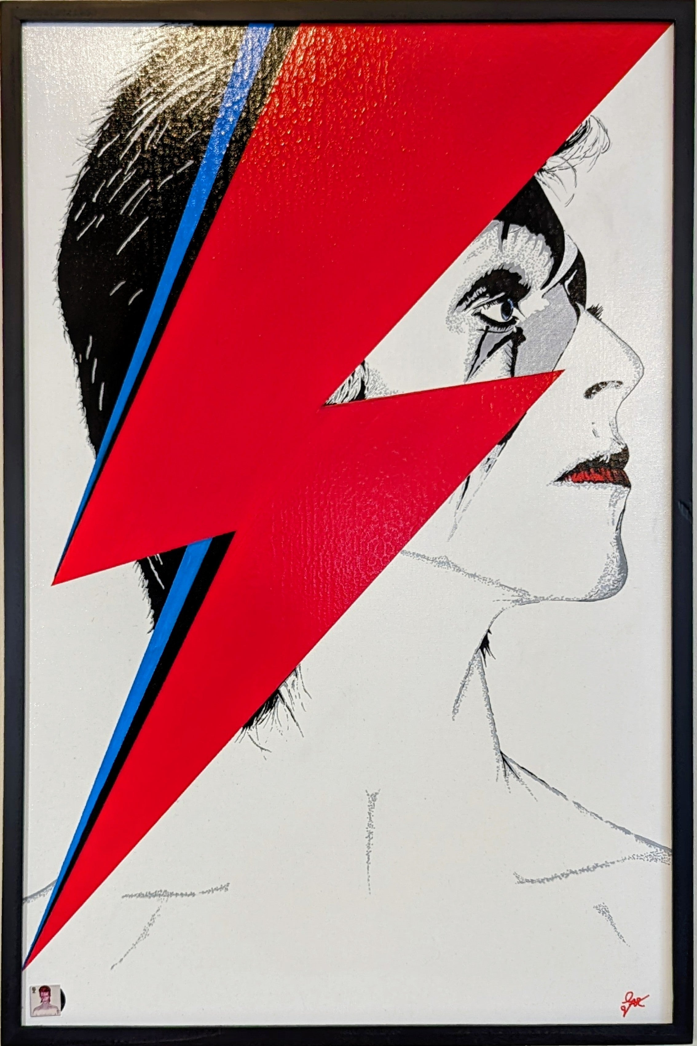 Aladdin Sane "Lightning in the rain" Large Original Canvas (24" x 36")