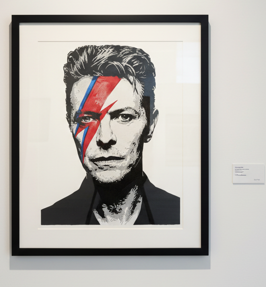Bowie x Aladdin Sane Limited Edition Archival Print in gallery setting